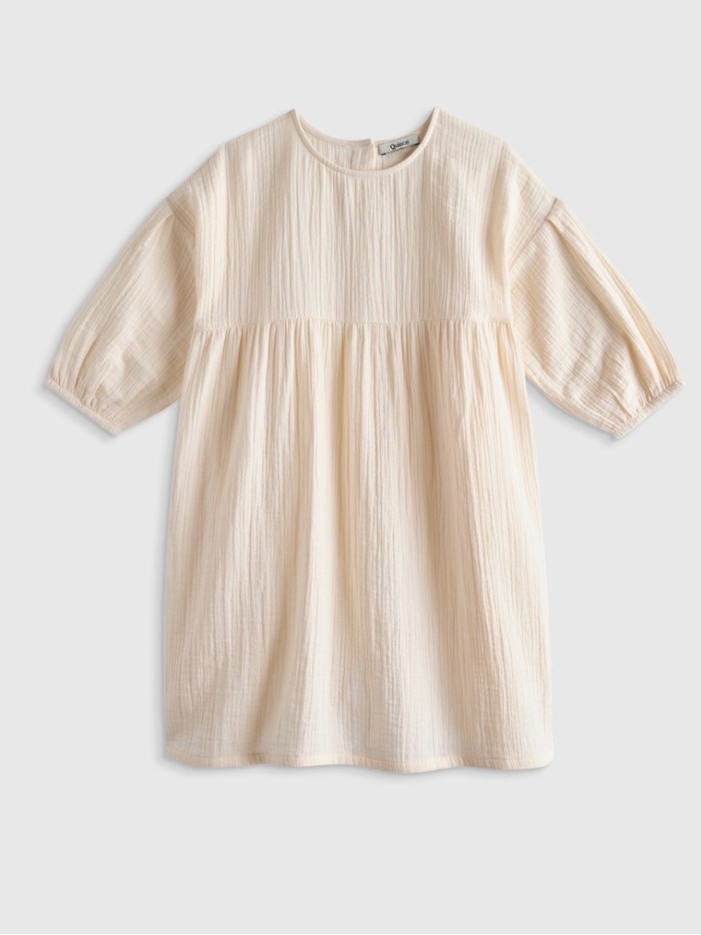 Quince 100% Organic Cotton Gauze Dress Cream Girls Size 3T